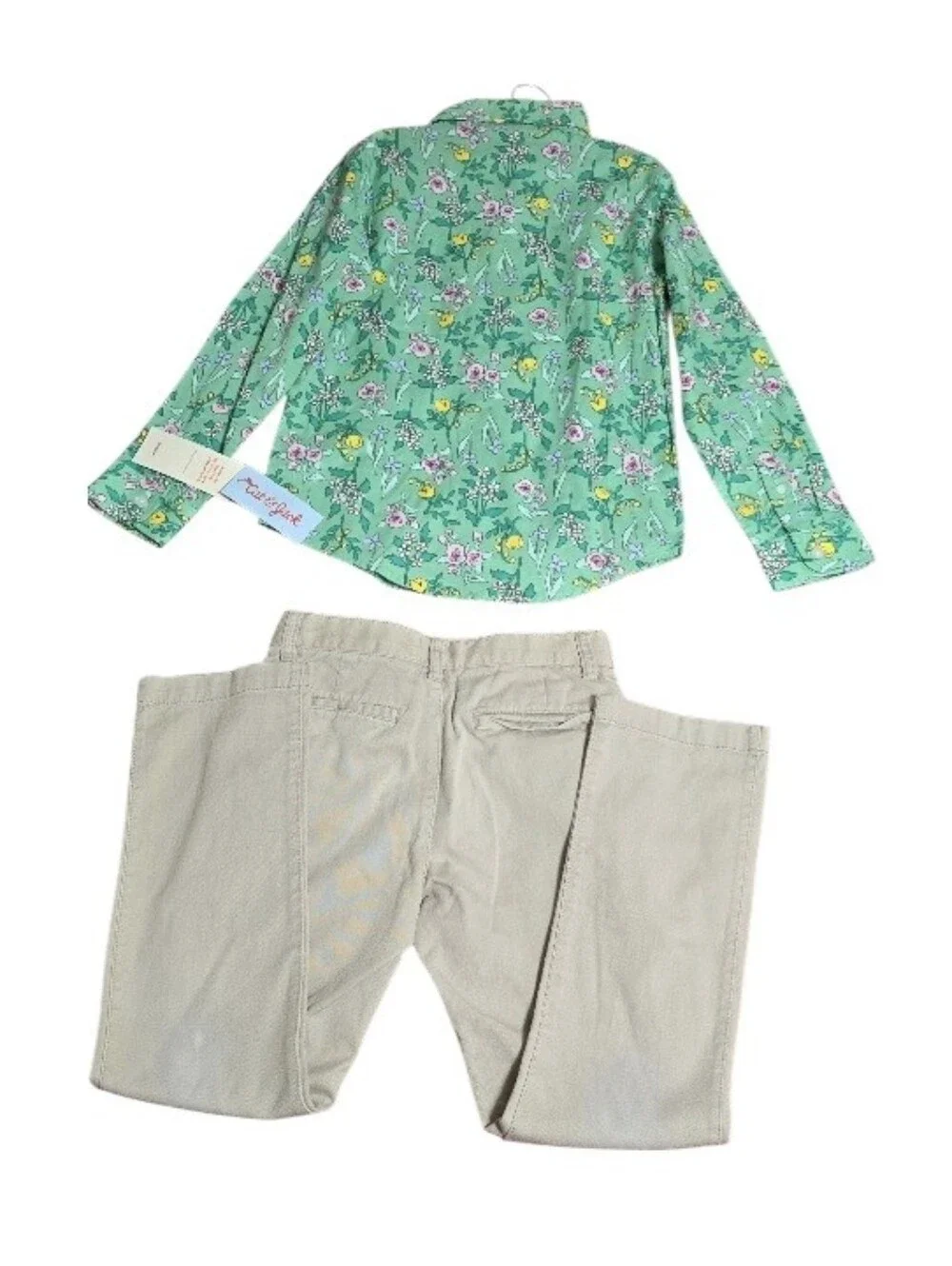 Cat & Jack Blouse Beige Straight-Leg Cotton Pants - Girl's Neutral Trousers